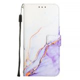 Peňaženkové kožené puzdro Marble na OPPO Reno11 F 5G - Biela/Fialová