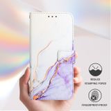 Peňaženkové kožené puzdro Marble na OPPO Reno11 F 5G - Biela/Fialová