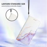 Peňaženkové kožené puzdro Marble na OPPO Reno11 F 5G - Biela/Fialová