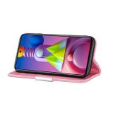 Peňaženkové kožené puzdro na Samsung Galaxy M51 - Ružová