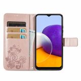 Peňaženkové kožené puzdro na Samsung Galaxy A22 5G - Zlatoružová