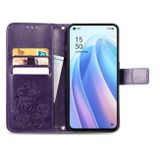 Peňaženkové kožené puzdro Four-leaf na Oppo Reno 7 5G - Fialová