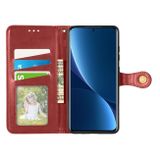 Peňaženkové kožené puzdro Solid na Xiaomi 12 Pro - Červená