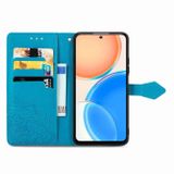 Peňaženkové kožené puzdro MANDALA na Honor X8 4G – Modrá
