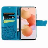 Peňaženkové kožené puzdro BUTTERFLY na Xiaomi 12 Lite – Modrá