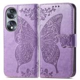 Peňaženkové kožené puzdro Butterfly Love na Honor 70 - Svetlo fialová
