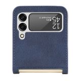 Kožený kryt Litchi na Samsung Galaxy Z Flip4 - Modrá
