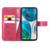 Peňaženkové kožené puzdro FOUR-LEAF na Motorola Moto G52 - Ružovočervená