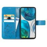 Peňaženkové kožené puzdro FOUR-LEAF na Motorola Moto G52 - Modrá