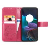 Peňaženkové kožené puzdro Four-leaf na Motorola Edge 30 - Ružovo červená