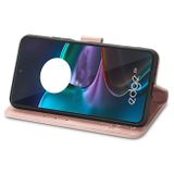 Peňaženkové kožené puzdro Four-leaf na Motorola Edge 30 - Ružové zlato
