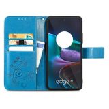 Peňaženkové kožené puzdro Four-leaf na Motorola Edge 30 - Modrá