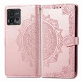 Peňaženkové kožené puzdro Mandala Flower na Motorola Moto G72 - Rose Gold