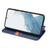 Peňaženkové kožené puzdro CUBIC GRID na Samsung Galaxy S23 Plus 5G – Modrá