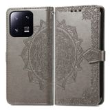 Peňaženkové puzdro Mandala Flower na Xiaomi 13 Pro - Šedá