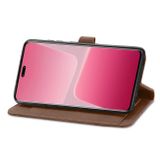 Peňaženkové kožené puzdro ZIPPER Flower na Xiaomi 13 Lite - Hnedá