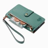 Peňaženkové kožené puzdro Love na iPhone 15 - Zelená