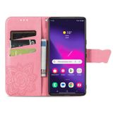 Peňaženkové kožené puzdro Butterfly Love na Samsung Galaxy S24 Ultra 5G - Ružová