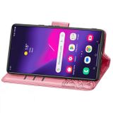 Peňaženkové kožené puzdro Butterfly Love na Samsung Galaxy S24 Ultra 5G - Ružová