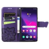 Peňaženkové kožené puzdro Butterfly Love na Samsung Galaxy S24 Ultra 5G - Tmavo fialová