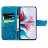 Peňaženkové kožené puzdro Butterfly Flower na OPPO Reno11 F 5G - Modrá