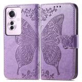 Peňaženkové kožené puzdro Butterfly Flower na OPPO Reno11 F 5G - Fialová