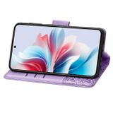 Peňaženkové kožené puzdro Butterfly Flower na OPPO Reno11 F 5G - Fialová