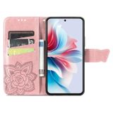 Peňaženkové kožené puzdro Butterfly Flower na OPPO Reno11 F 5G - Ružové zlato