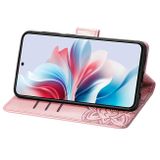 Peňaženkové kožené puzdro Butterfly Flower na OPPO Reno11 F 5G - Ružové zlato