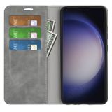 Peňaženkové kožené puzdro Retro-skin na Samsung Galaxy S24 Ultra 5G - Sivá