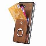 Ring Holder kryt Wallet na Samsung Galaxy Z Fold5 - Hnedá