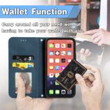 Peňaženkové kožené puzdro Retro na iPhone 15 - Modrá