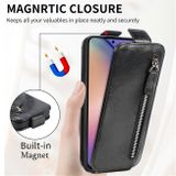 Peňaženkové kožené puzdro Zipper Wallet Vertical na Galaxy A55 5G - Čierna