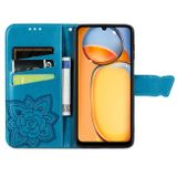 Peňaženkové kožené puzdro Butterfly Flower na Xiaomi Redmi 13C - Modrá