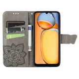 Peňaženkové kožené puzdro Butterfly Flower na Xiaomi Redmi 13C - Šedá
