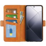 Peňaženkové kožené puzdro Dual-side na Xiaomi 14 Pro - Žltá