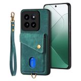 Kožený kryt Card Wallet na Xiaomi 14 Pro - Zelená