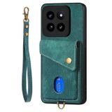 Kožený kryt Card Wallet na Xiaomi 14 Pro - Zelená