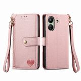 Peňaženkové kožené puzdro Love na Xiaomi Redmi 13C - Ružová
