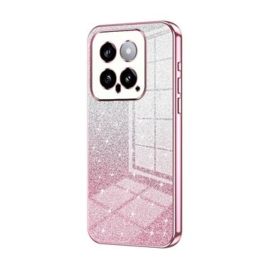Gumený Glitter kryt Gradient na Xiaomi 14 - Ružová