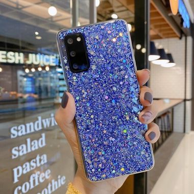 Gumený Glitter kryt na Samsung Galaxy S23 Ultra 5G – Modrá
