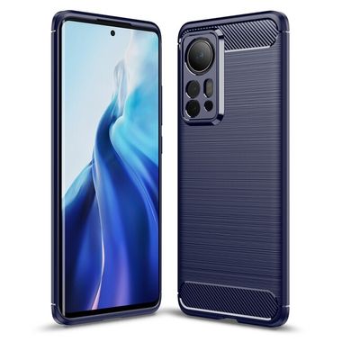 Gumený kryt Brushed Carbon na Xiaomi 12 Pro - Modrá