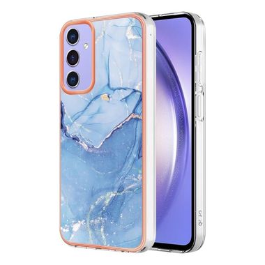 Gumený kryt Electroplating Marble na Galaxy A15 4G/ 5G - Modrá