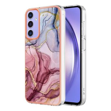 Gumený kryt Electroplating Marble na Galaxy A15 4G/ 5G - Ružovo červená