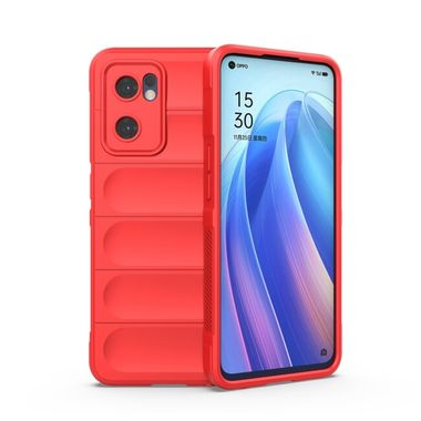 Gumený kryt Flannel na Oppo Reno 7 5G - Červená