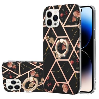 Gumený kryt MARBLE na iPhone 14 Pro Max - Black Flower