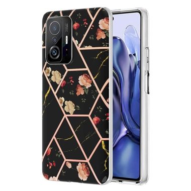 Gumený kryt MARBLE na Xiaomi Mi 11T / 11T Pro - Čierny kvet