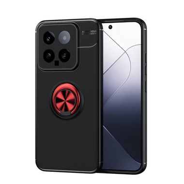 Gumený kryt METAL RING na Xiaomi 14 - Čierna a červená