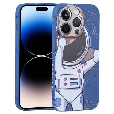 Gumený kryt SPACEMAN na iPhone 14 Pro Max - Blue and Beige