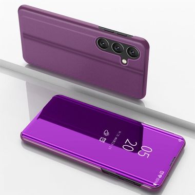 Knižkové púzdro Electroplating Mirror na Galaxy A55 5G - Fialová